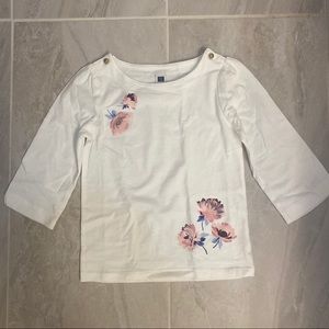FINAL SALE - JANIE & JACK 3/4 Sleeve Flower Applique Tee